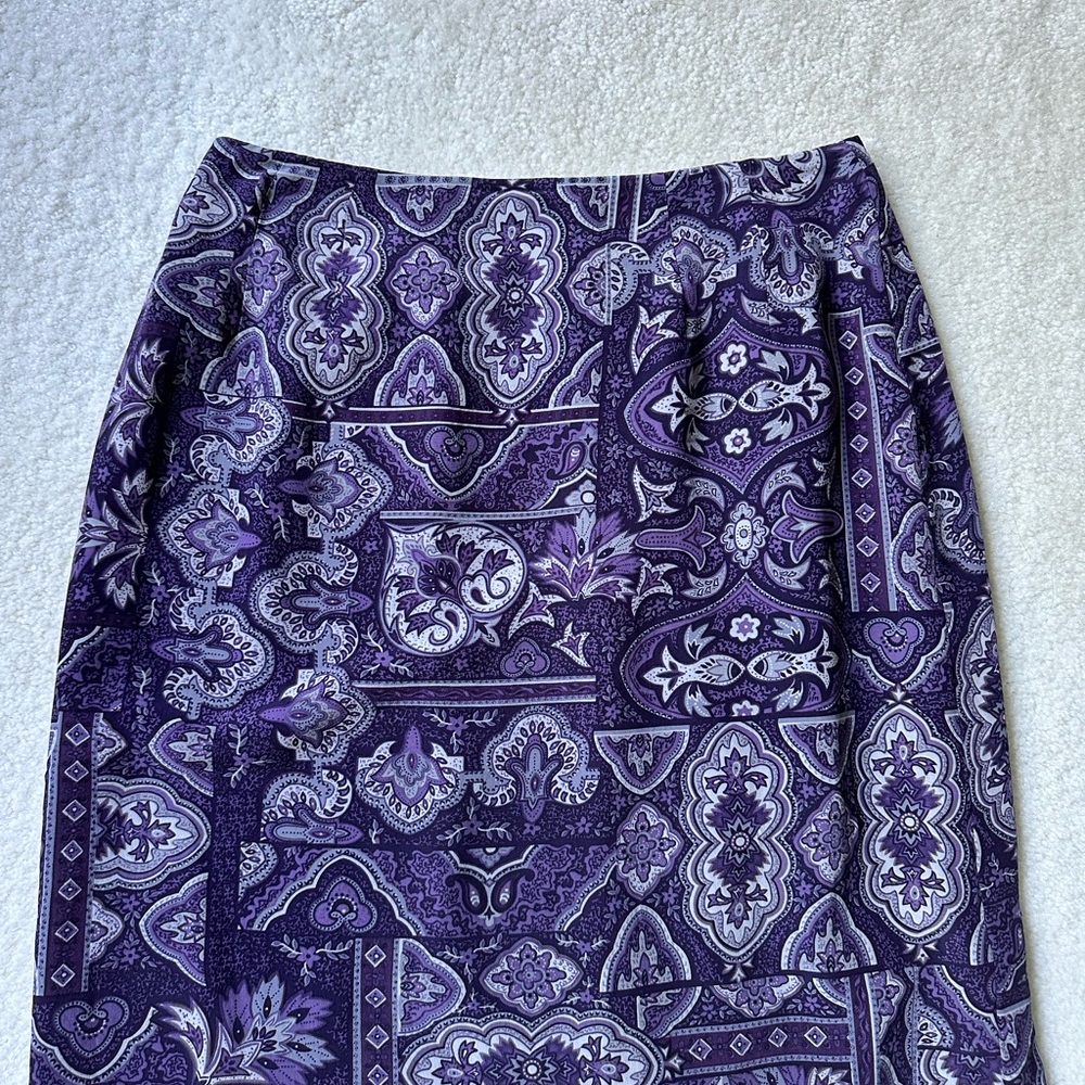 Talbots Purple Patterned Ankle Skirt